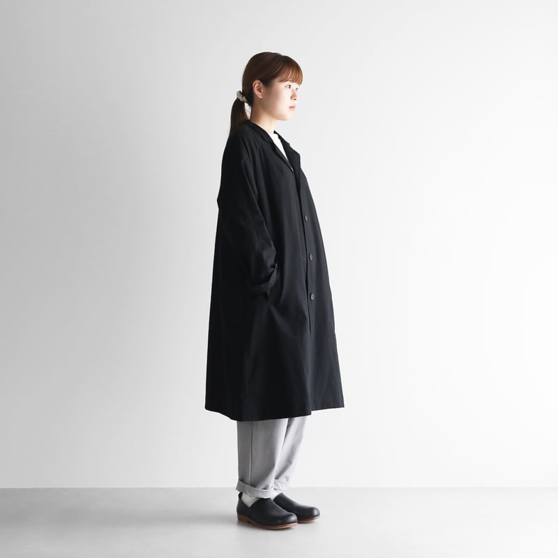 やわらかシーチングコットンアトリエコート（ブラック）【ユニセックス