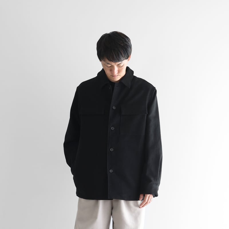 美品★MM6★モールスキンジャケット★Pコート★ブラック★ここのえ モールスキンCPOジャケットL（ブラック）【ユニセックス】322L