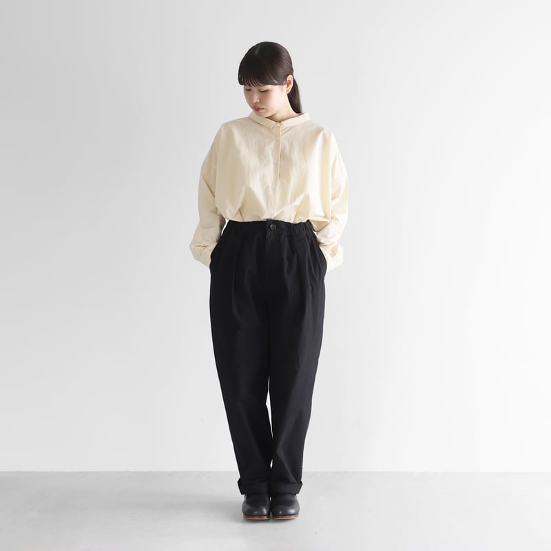 先染めバフクロスセミワイドパンツ（ブラック）【ユニセックス】512