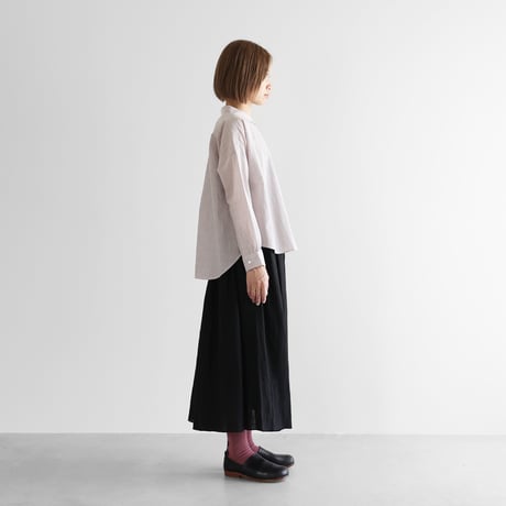 【限定】なめらかコットンワイドブラウス（ワインレッドストライプ）【レディス】U102