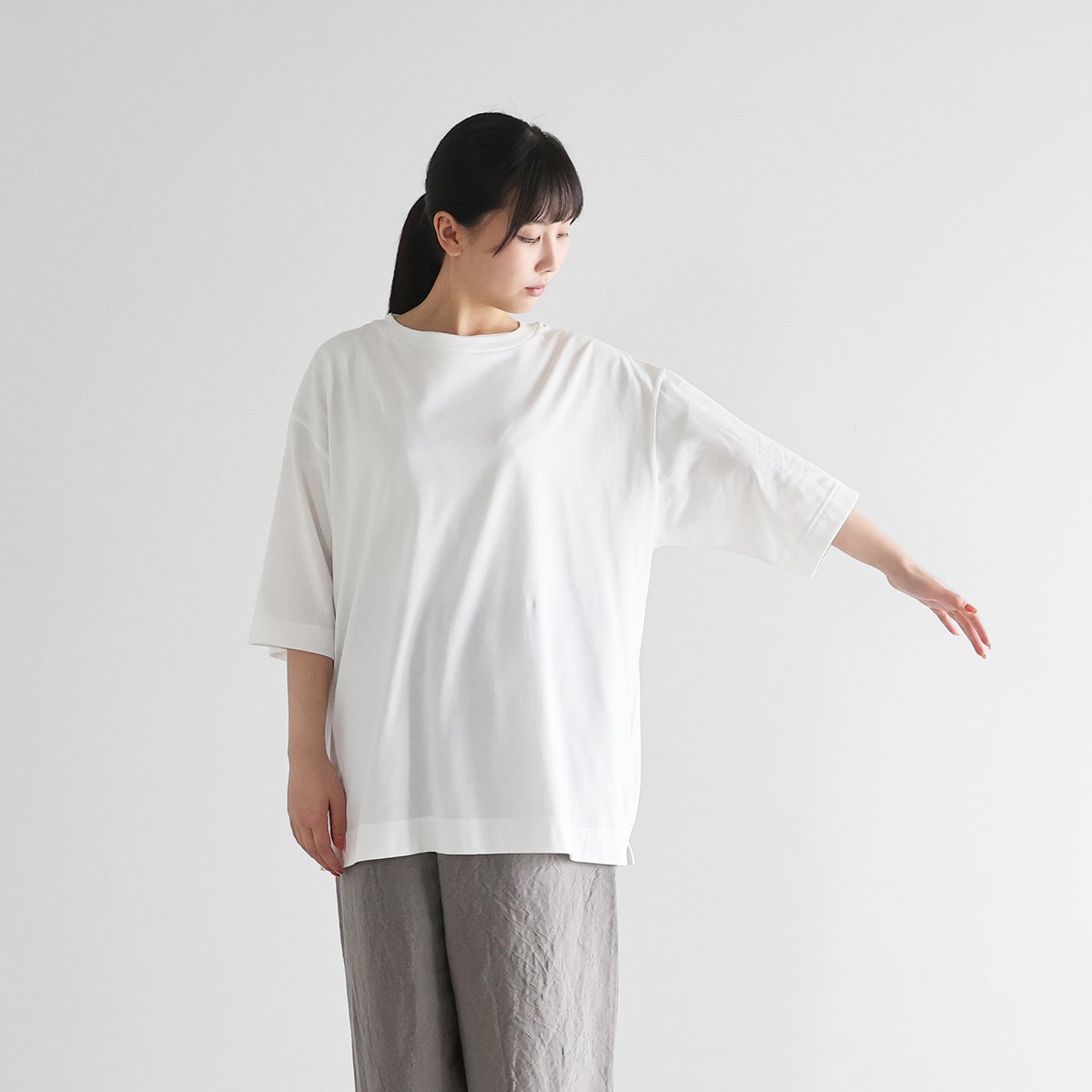 HUIS in house］SUVIN COTTONスタンダードTシャツ（白）【ユニセックス
