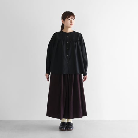 シーチングコットンロングスカート（ボルドーブラウン）【レディス】U402