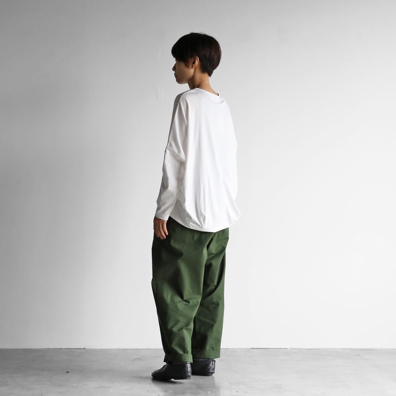 HUIS in house］SUVIN COTTON長袖コクーンカットソー（白）【レディス】