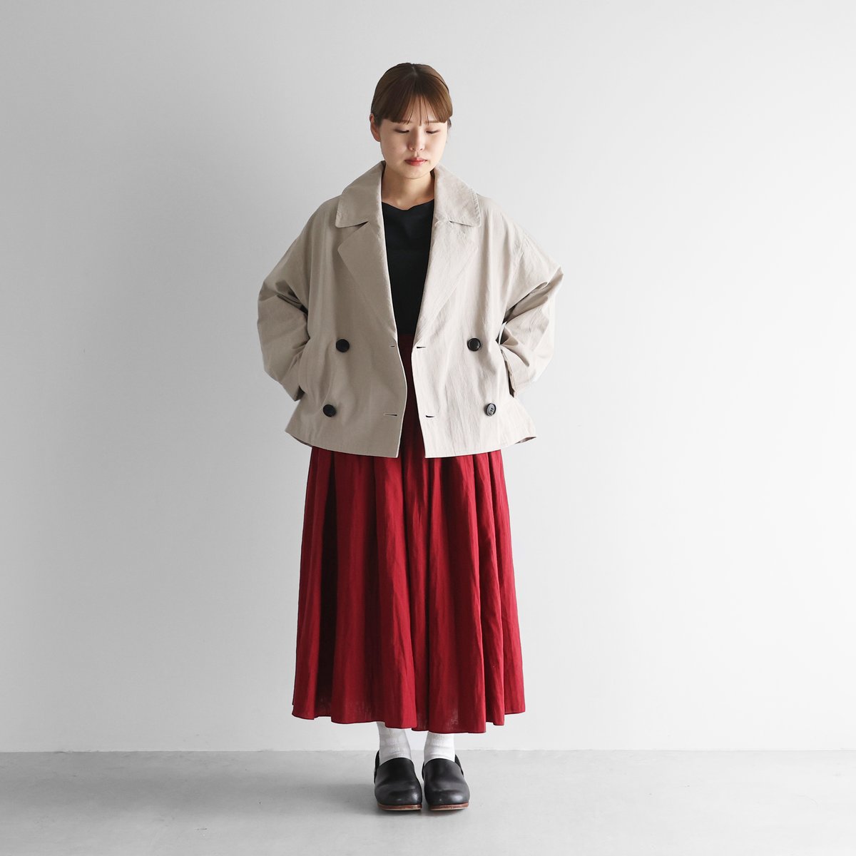 23区 ベージュ コットン ジャケット 48号 レディース LL〜3L ♡美品♡ 洗える／撥水加工】ナイロン2WAYストレッチ フーデット