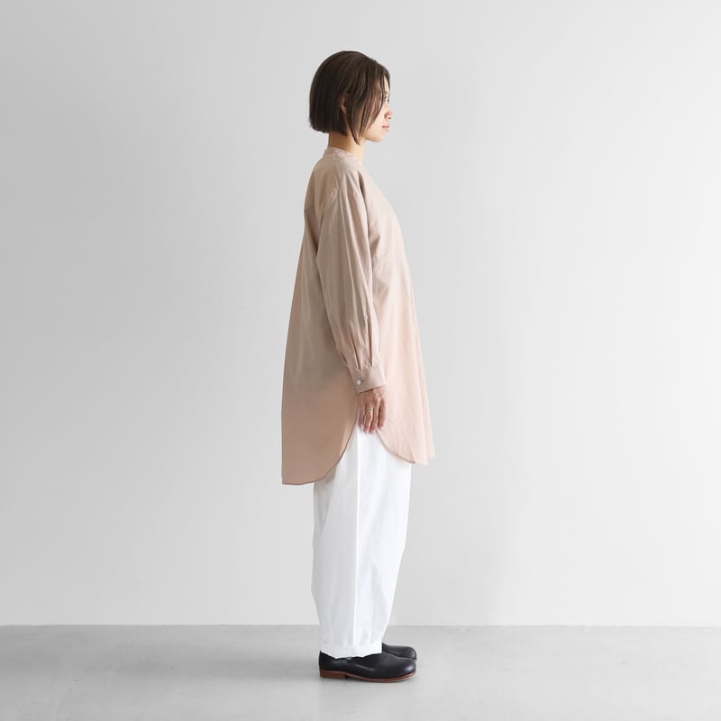 ゆるふわコットン比翼ロングシャツ(ピンクベージュ)【レディス ゆるふわコットン比翼ロングシャツ(ピンクベージュ)【レディス