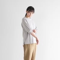 ［HUIS in house］綿麻天竺7分袖リブカットソー（シルバーグレー）【レディス】CS106