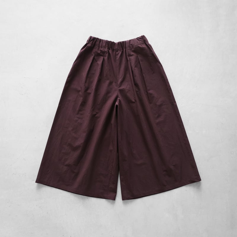 HUIS/遠州織物　綿ウールタイプライタークロススカートパンツ505 綿ウールタイプライタークロススカートパンツ（ボルドーブラウン