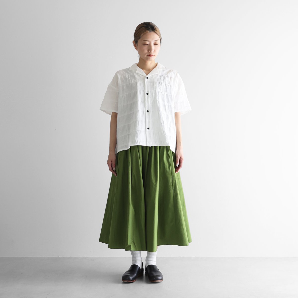 オーガニックコットンロングスカート(グラスグリーン