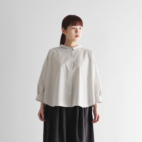 8分袖オーガニックコットンワイドブラウス（オフグレー）【レディス】U108