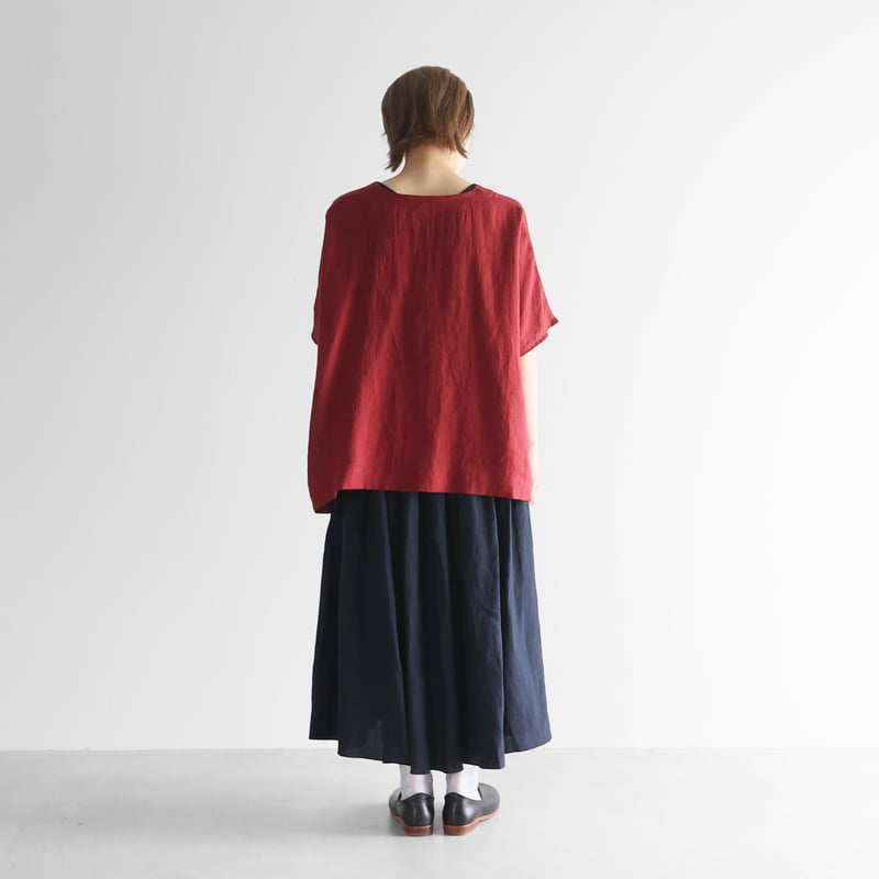 オールドレピアリネンロングスカート（ダークネイビー）【レディス