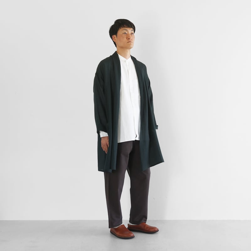 ウォッシャブルウールロングカーディガン（ダークグリーン）【ユニ