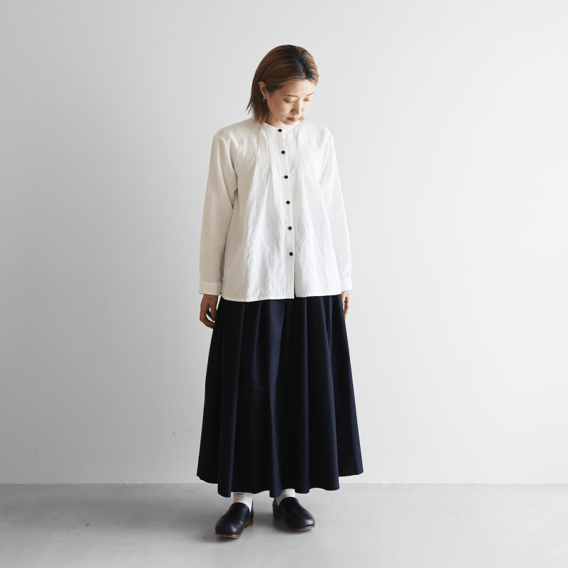 フランス綾ロングスカートL（ダークネイビー）【レディス】U402L