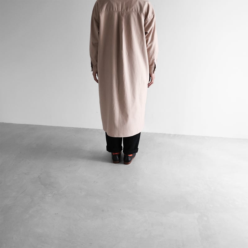 オーガニックコットン起毛ビエラバンドカラーシャツロングワンピース