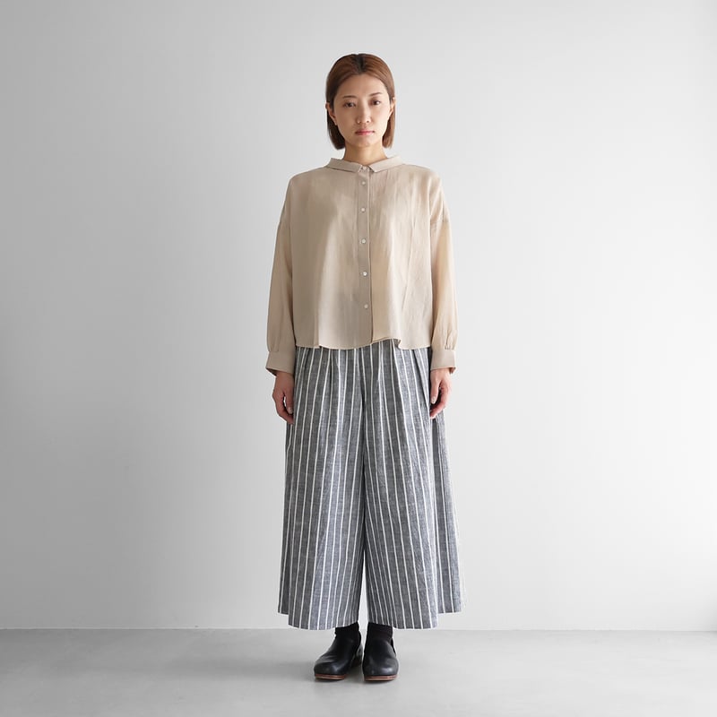 ウォッシャブルウールワイドブラウス（グレージュ）【レディス】U102
