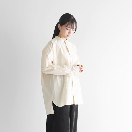 ばちばちタイプライタークロスバンドカラーオーバーシャツ（きなり）【ユニセックス】015