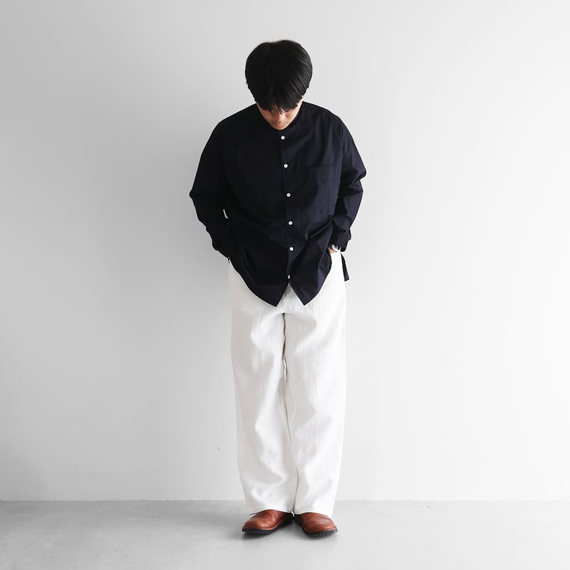 オールドレピア天日干しラミーリネンワイドストレートワークパンツ（白