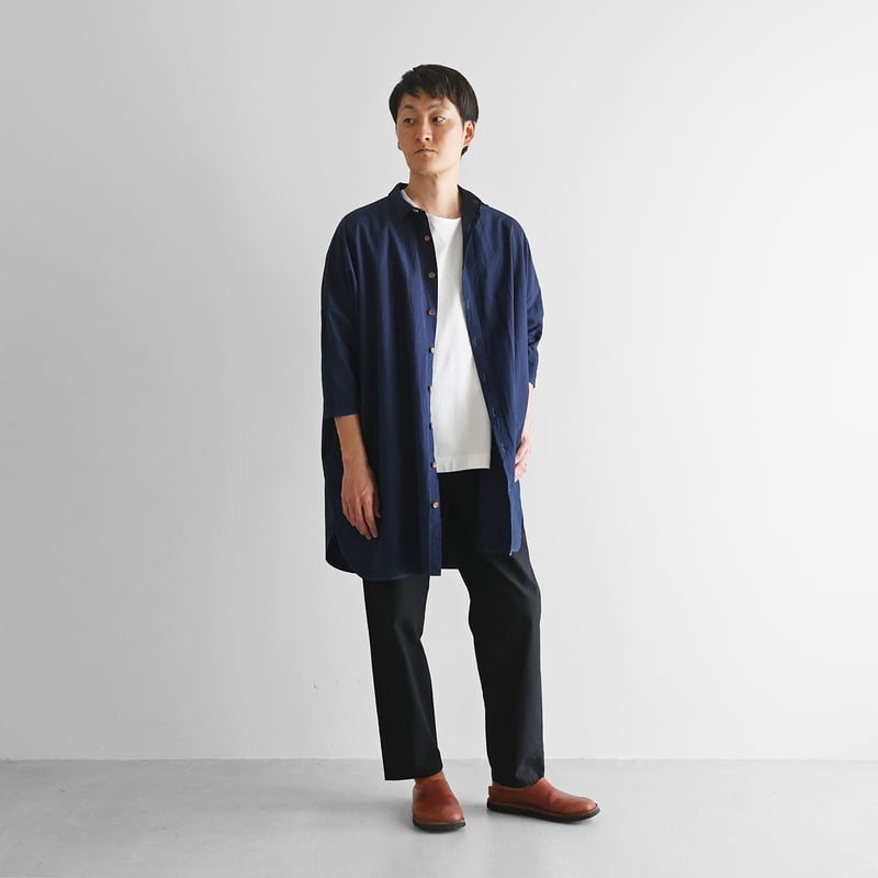 HUIS×sayu 本藍染めコットンロングシャツ【ユニセックス】004 | HUIS