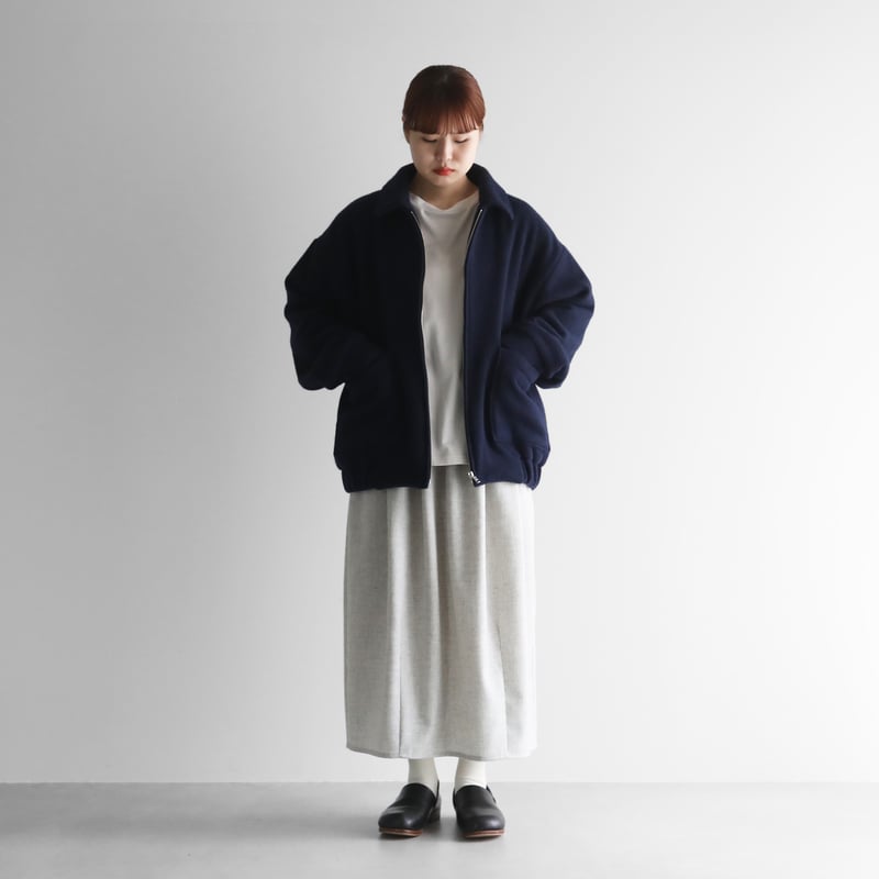 HUIS×尾州”縮絨ウールフランネルジップブルゾン（ダークネイビー 