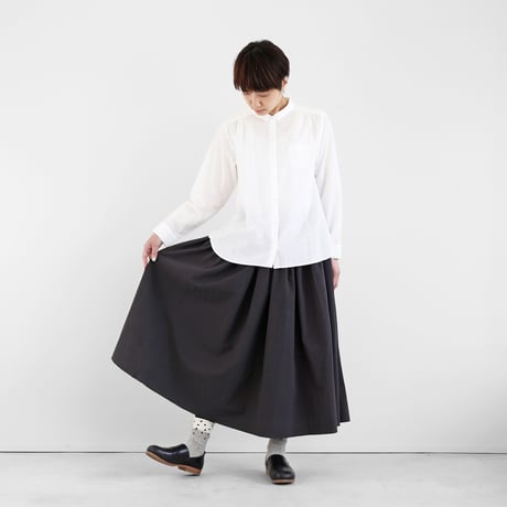 やわらかコットンロングスカート（ダークグレー）【レディス】U402