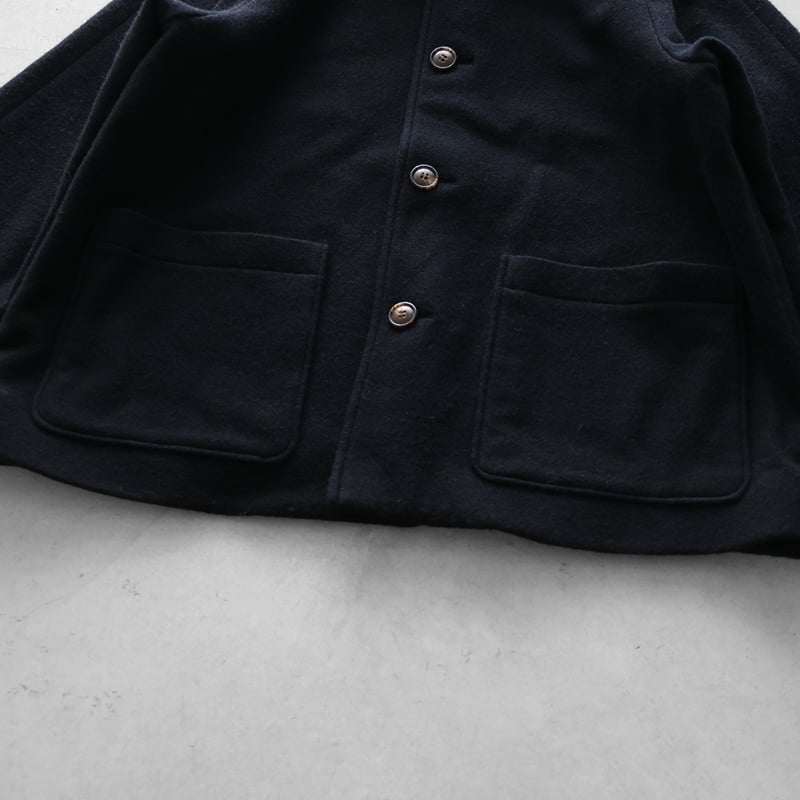 HUIS×尾州”縮絨ウールフランネルショートコート（ブラック）【ユニ