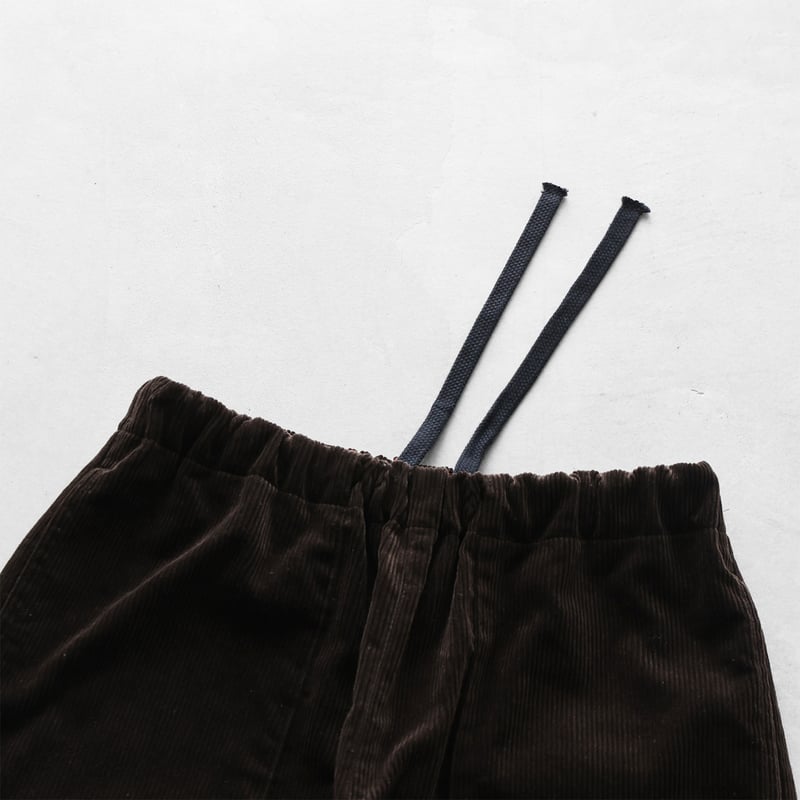 綿麻コーデュロイイージーワークパンツ（細畝・カーキブラウン）【ユニ