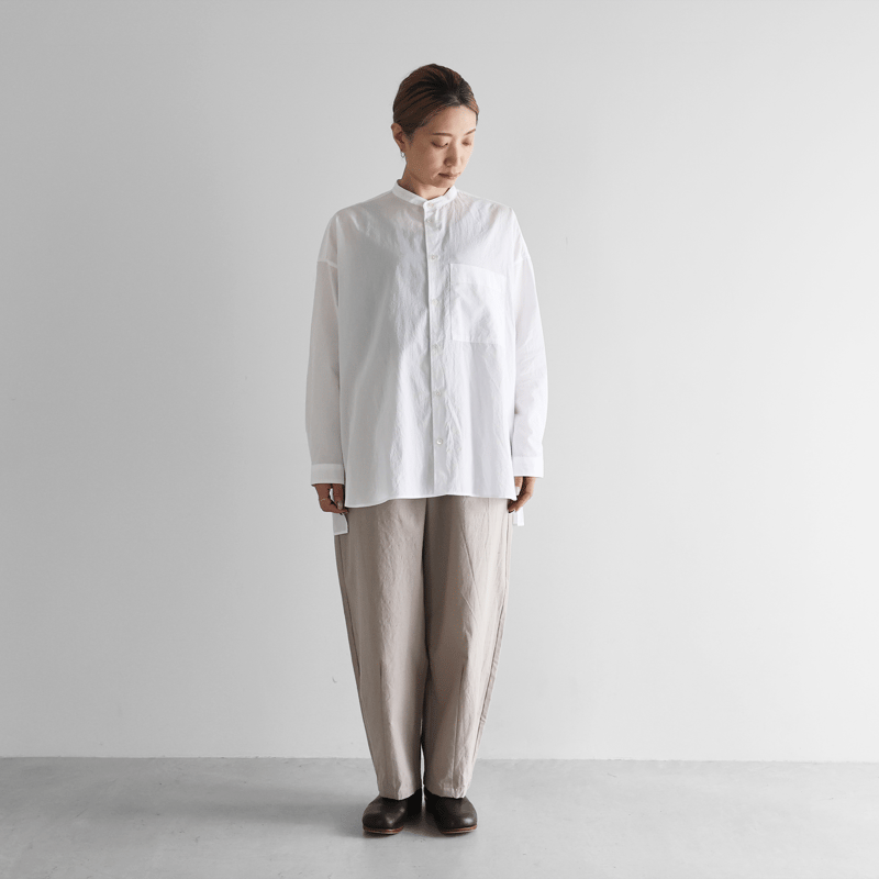 コードレーンバンドカラーオーバーシャツ（白）【ユニセックス】015