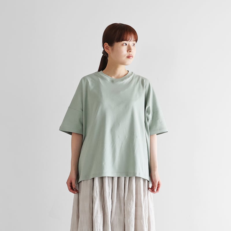 HUIS 　SUVIN COTTON半袖ポロカットソー HUIS in house］SUVIN COTTON半袖スクエアワイドカットソーHF（ジェラ