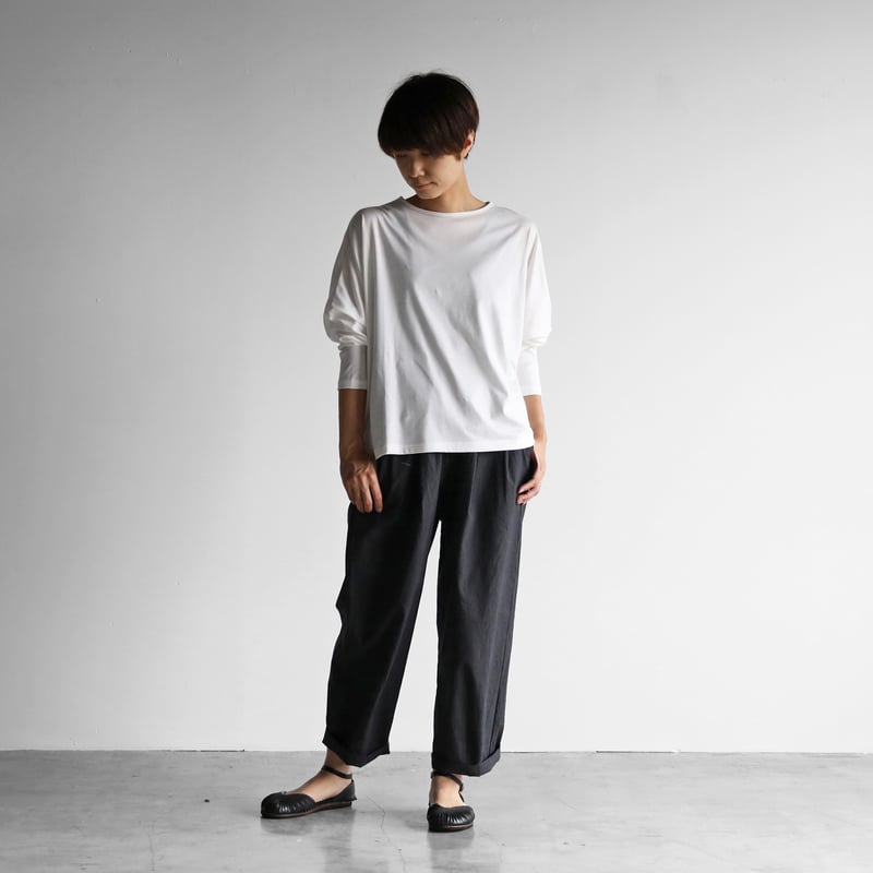 HUIS in house］SUVIN COTTON長袖コクーンカットソー（白）【レディス】