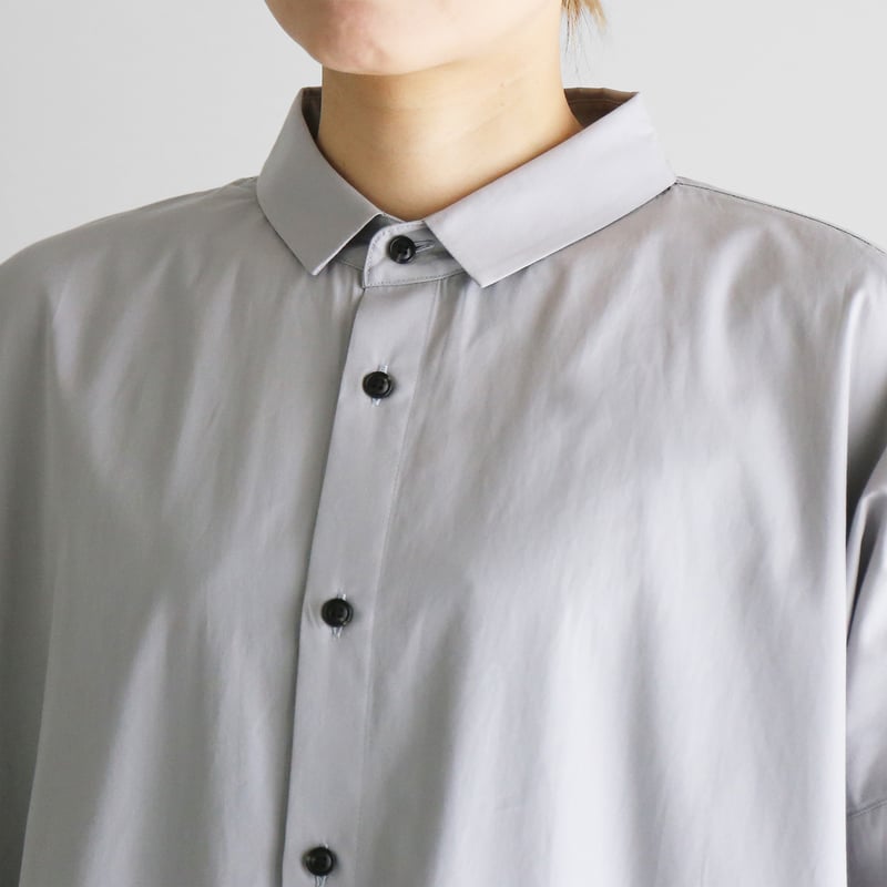 ギザコットンブロードロングシャツ（シルバーグレー）【ユニセックス