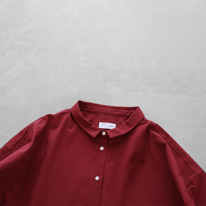 オーガニックコットンワイドブラウス（ダークレッド）【レディス