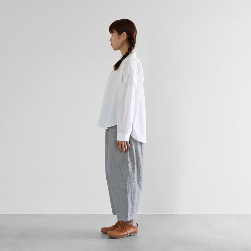 綿麻(コットンリネン)バフクロスバルーンパンツ（グレー）【ユニ
