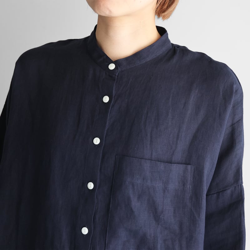 シンヤオフィシャル リネンシャツ ダークネイビー 2 NOTO