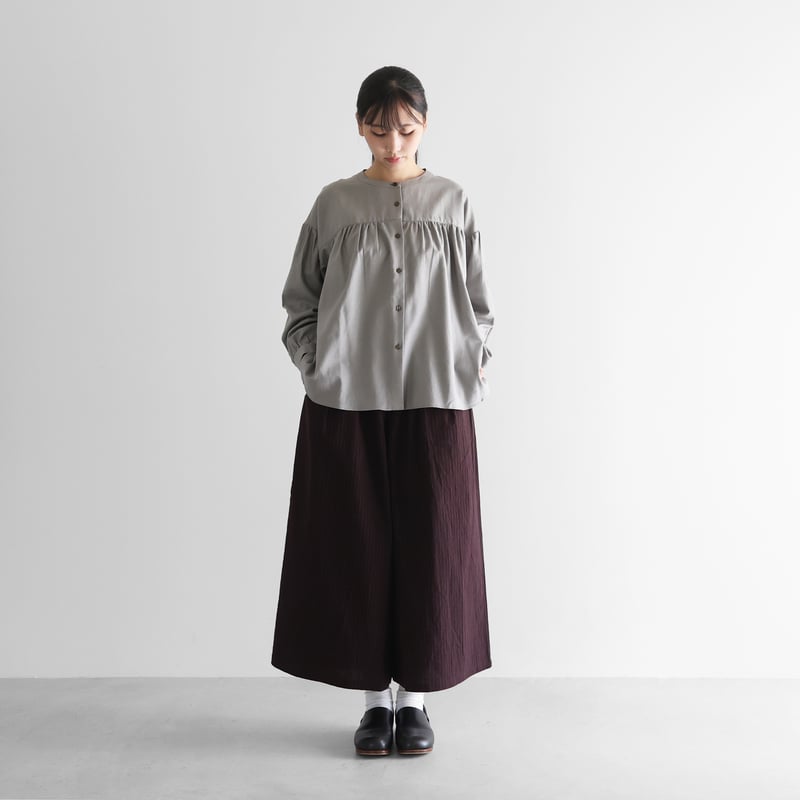 やわらかシーチングコットンスカートパンツ（ボルドーブラウン）【ユニ