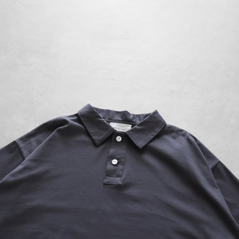 HUIS 半袖ポロカットソー（ダークグレー）、ラミーリネンセット HUIS in house］SUVIN COTTONビッグポロカットソー（ダークグレー）【ユ
