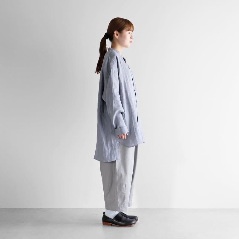 S.E.H KELLY リネンバンドカラーシャツ グレー S.E.H KELLY リネンバンドカラーシャツ グレー - メルカリ
