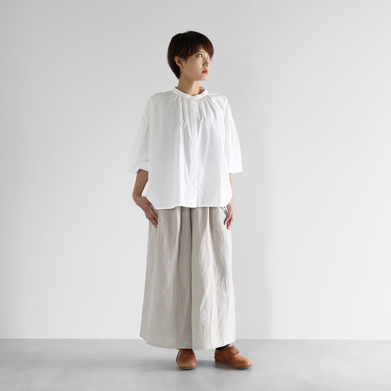 HUIS シャトルリネンスカートパンツ（きなり）　505 遠州織物 シャトルリネンスカートパンツ（きなり）【ユニセックス】505 | HUIS