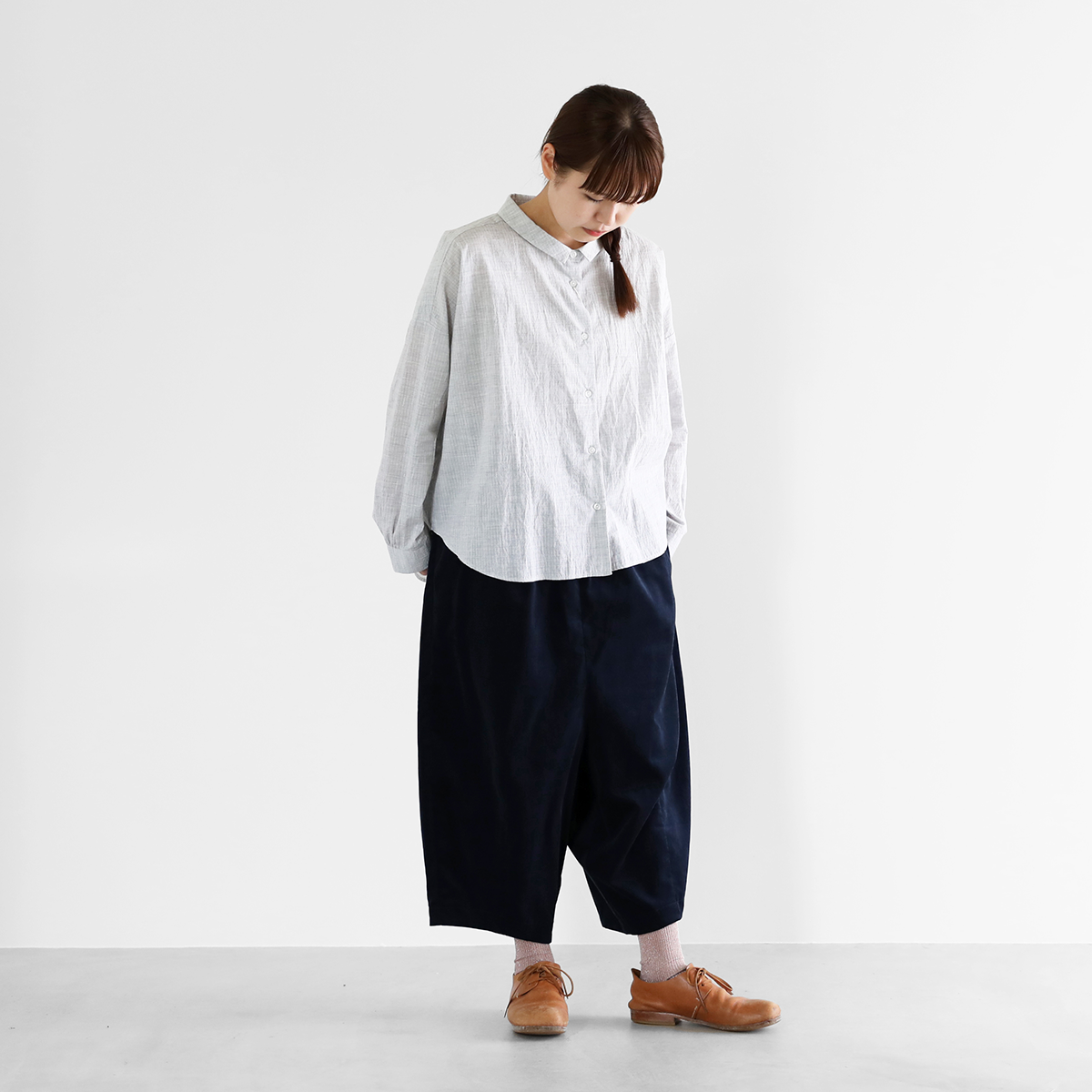 みじんコールサルエルバルーンパンツ（ダークネイビー）【ユニセックス 