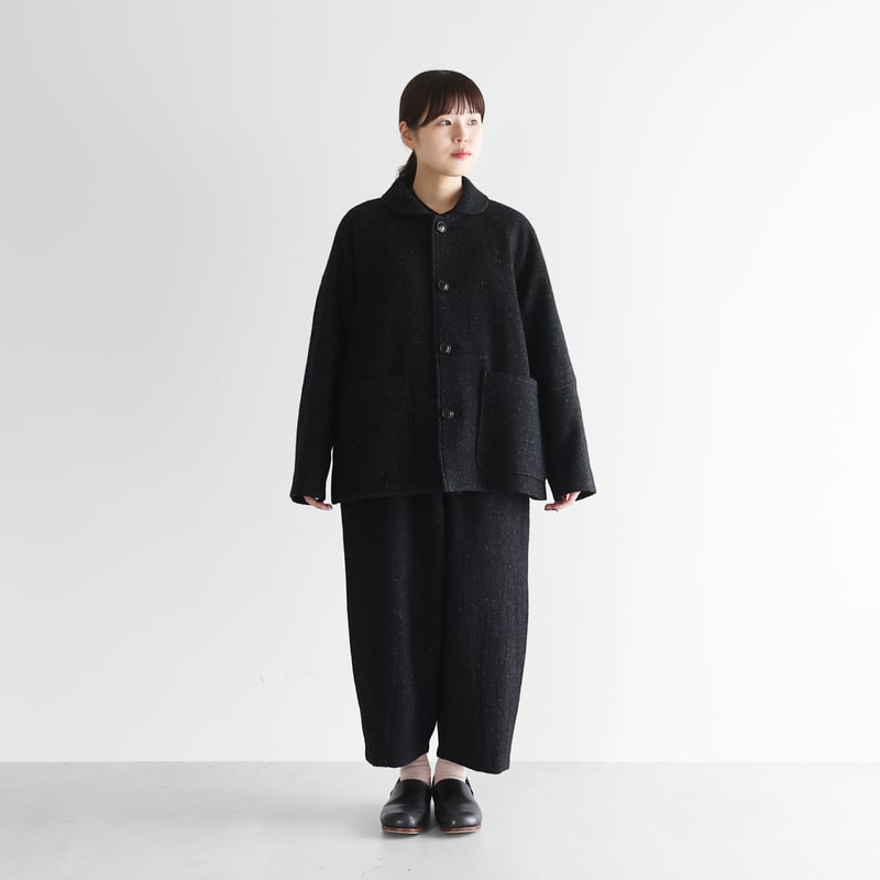 HUIS×尾州”縮絨リネンウールバルーンパンツ（ブラック）【ユニセックス