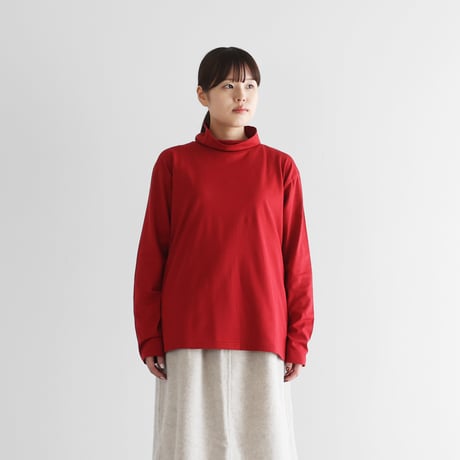［HUIS in house］SUVIN COTTON長袖ゆるタートルネックカットソー（レッド）【ユニセックス】CS204
