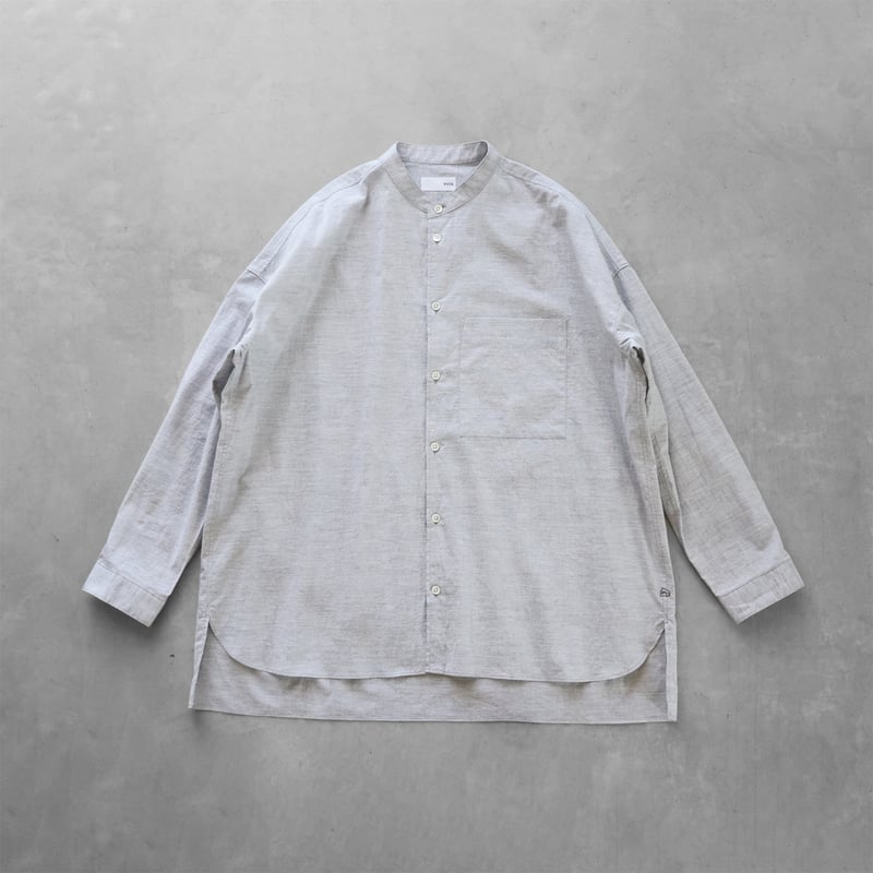 コードレーンバンドカラーオーバーシャツ（トップ糸グレー）【ユニ