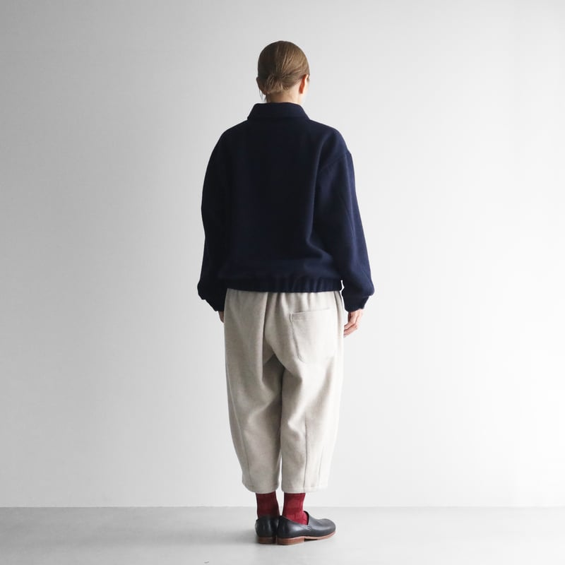 HUIS×尾州縮絨ウールフランネルジップブルゾン（ダークネイビー） HUIS×尾州”縮絨ウールフランネルワイドショートコート 311を