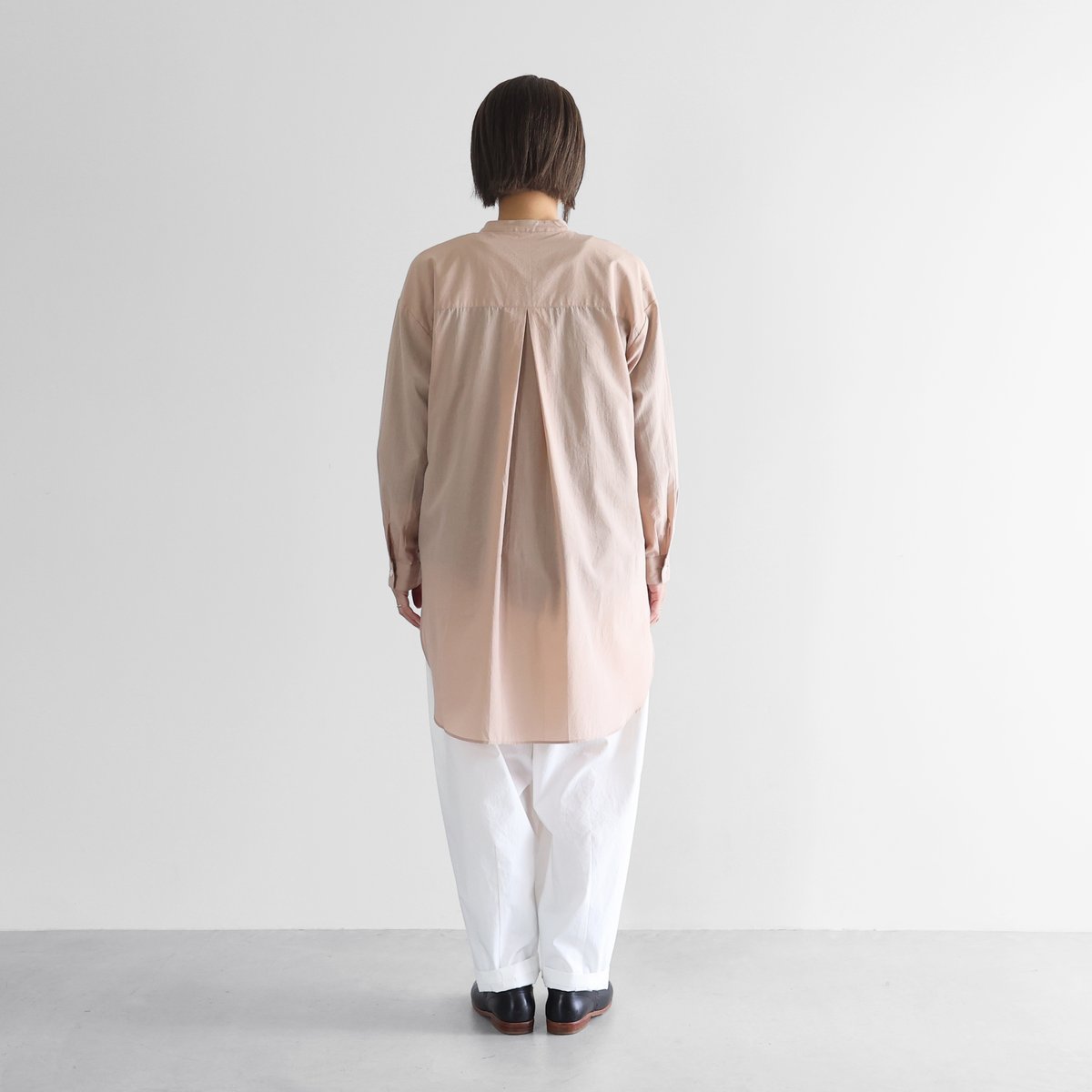 ゆるふわコットン比翼ロングシャツ(ピンクベージュ)【レディス ゆるふわコットン比翼ロングシャツ(ピンクベージュ)【レディス