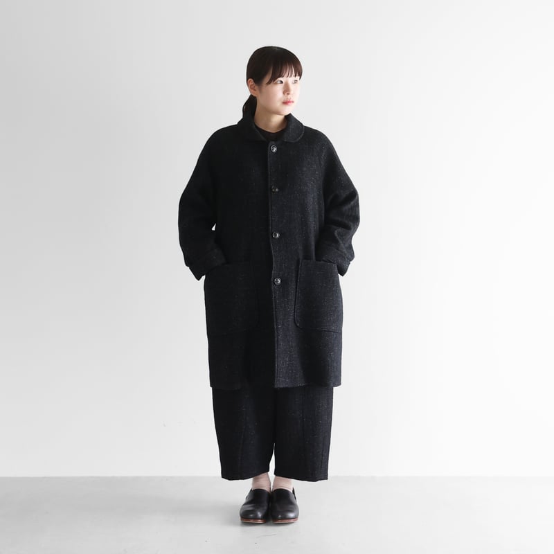 HUIS×尾州”縮絨リネンウールバルーンパンツ（ブラック）【ユニセックス