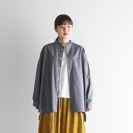 ギザコットンブロードバンドカラーオーバーシャツ（スチールグレー）【ユニセックス】015