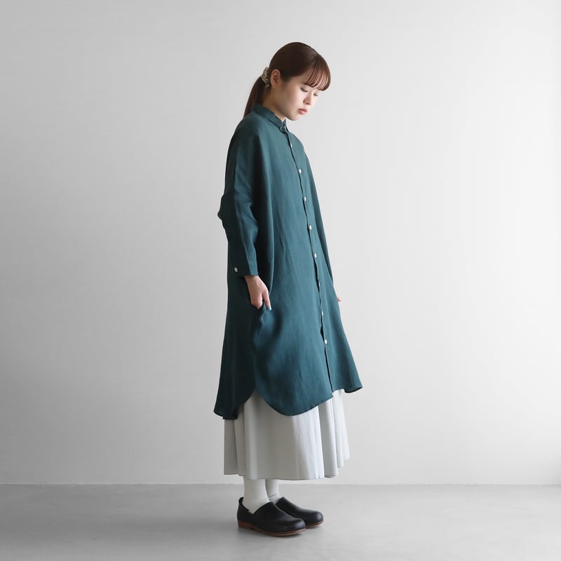 定価2.9万・新品タグ付き Kotonα コ ト ナ オープンシャツ アイボリー オーガニックコットンロングシャツ(ダークグリーン)【ユニ