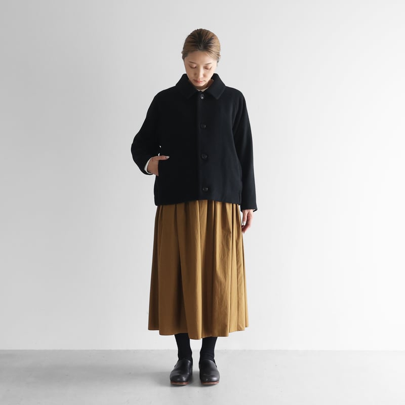 HUIS×尾州”縮絨ウールフランネルショートコート(ブラック)【ユニ HUIS×尾州”縮絨ウールフランネルショートコート(ブラック)【ユニ