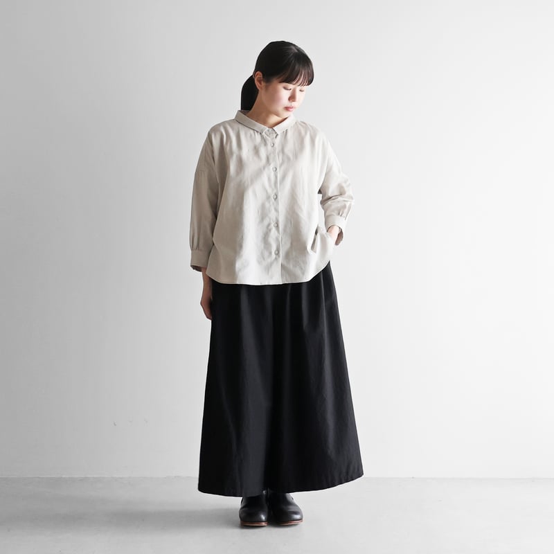 名古屋黒紋付染］フランス綾スカートパンツ（山勝ブラック）【ユニ