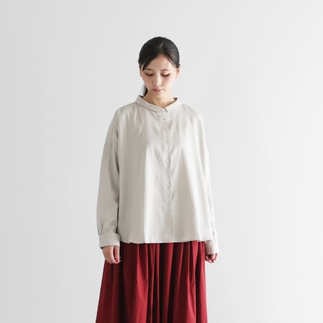 huisシャツ HUIS｜やわらかコットンバンドカラーコットンシャツ NAVY【ユニ