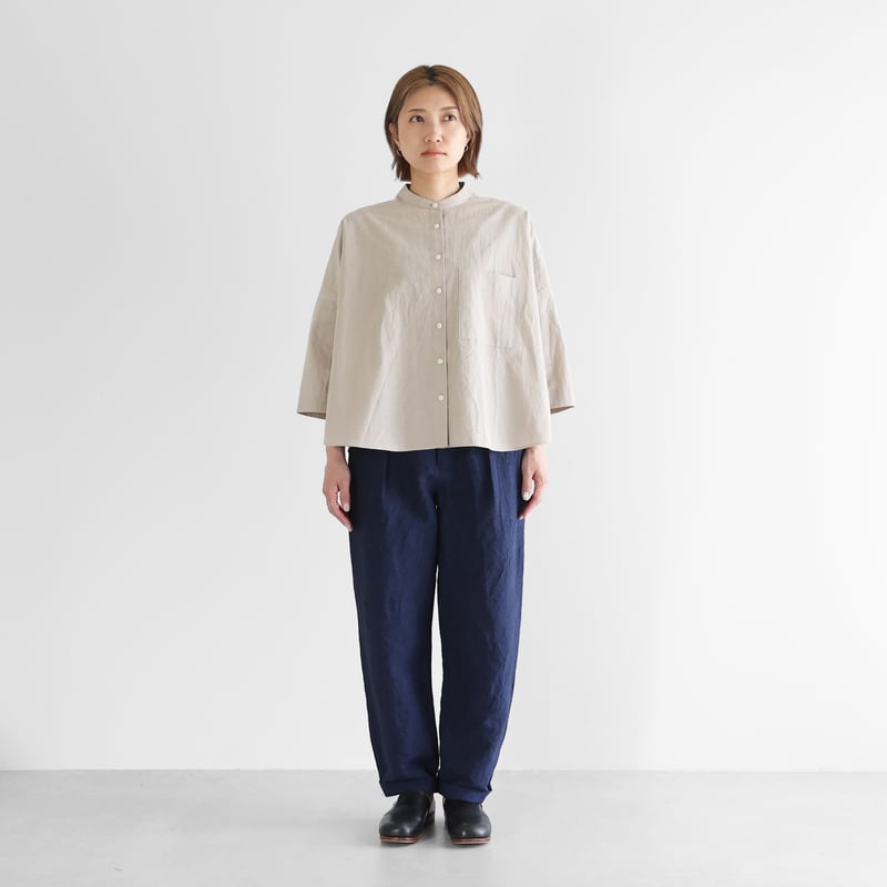 バンブーリネンセミワイドパンツ（ネイビー）【ユニセックス】512  