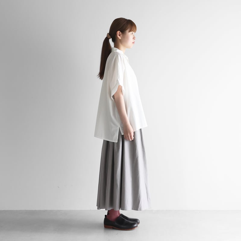 フランス綾ロングスカート（アッシュグレー）【レディス】U402